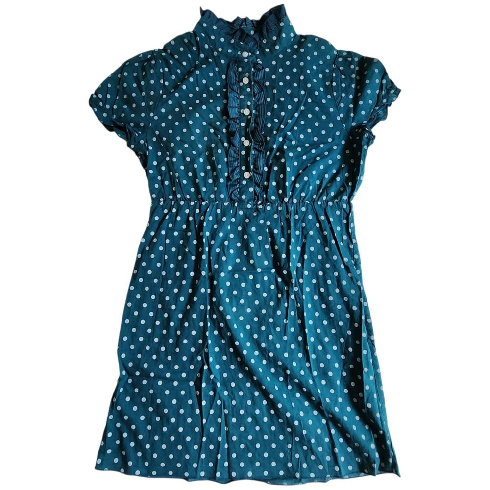 Charlotte Russe Blue-Green White Polka Dot Top Sz S